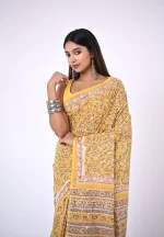Kavya / A Mul Cotton Handblock Saree