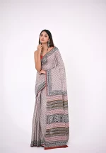 Diya / A Mul Cotton Hand block Saree - Image 2
