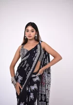 Vaishali / A Modal Silk Ajrakh Saree - Image 4