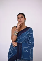 Neelam / A Mul Cotton Hand Block Printed Saree