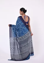 Neelam / A Mul Cotton Hand Block Printed Saree - Image 4