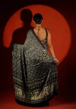 Veda / A Modal Silk Ajrakh Saree - Image 5