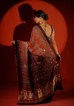 Aparna / A Modal Silk Ajrakh Saree - Image 4
