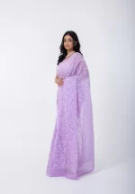 Lilac Whisper/ A Kota Cotton Chikankari Saree - Image 4