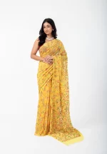 Golden Ray/ A Chikankari Chiffon Saree
