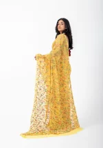 Golden Ray/ A Chikankari Chiffon Saree - Image 3