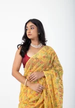 Golden Ray/ A Chikankari Chiffon Saree - Image 2