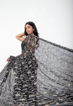 Crimson Rhapsody/ A Chikankari Chiffon Saree