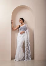Pearl Perfection/ A Chikankari Chiffon Saree