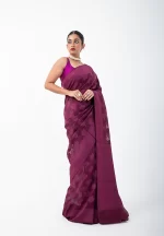 Merlot Marvel/ A Benarasi Cotton Saree - Image 4