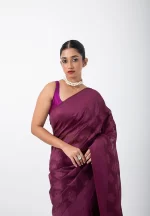 Merlot Marvel/ A Benarasi Cotton Saree - Image 3