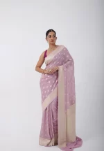 Lilac Royalty/ A Khaddi Georgette Benarasi Saree - Image 2