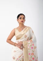 Royal White/ A Katan Silk Saree - Image 3