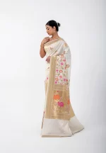 Royal White/ A Katan Silk Saree - Image 4