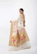Royal White/ A Katan Silk Saree