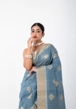 Grey Matter/ Pure Tussar Saree - Image 3