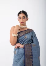 Midnight Masquerade/ A Dupion Silk Saree - Image 3