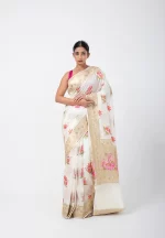 White Lotus/ A pure Katan Silk Saree - Image 2
