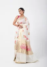 White Lotus/ A pure Katan Silk Saree - Image 3