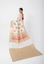 White Lotus/ A pure Katan Silk Saree - Image 4