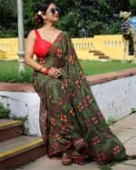 Women Printed Stylish Saree with Unstitched Blouse (ANC0009) - Image 2