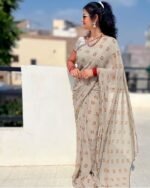 Women Printed Stylish Saree with Unstitched Blouse (ANC0020) - Image 5