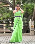 Women Printed Stylish Saree with Unstitched Blouse (ANC0035) - Image 4