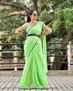 Women Printed Stylish Saree with Unstitched Blouse (ANC0035) - Image 5