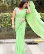 Women Printed Stylish Saree with Unstitched Blouse (ANC0097) - Image 4