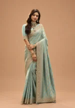 Luxury Pastel Saree with Rich Embroidery for Wedding & Festive Wear