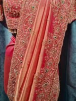 Designer luxury bridal silk sare bye with readymade heavy hand embroidery blouse - Image 12