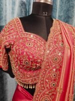 Designer luxury bridal silk sare bye with readymade heavy hand embroidery blouse - Image 17