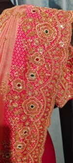 Designer luxury bridal silk sare bye with readymade heavy hand embroidery blouse - Image 8