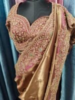 Designer luxury bridal silk sare bye with readymade heavy hand embroidery blouse - Image 15