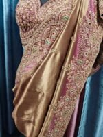 Designer luxury bridal silk sare bye with readymade heavy hand embroidery blouse - Image 13