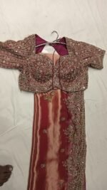 Designer luxury bridal silk sare bye with readymade heavy hand embroidery blouse - Image 4