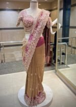 Designer luxury bridal silk sare bye with readymade heavy hand embroidery blouse - Image 3