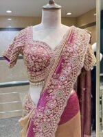 Designer luxury bridal silk sare bye with readymade heavy hand embroidery blouse