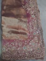 Designer luxury bridal silk sare bye with readymade heavy hand embroidery blouse - Image 7