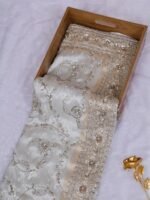 cream kanjivaram silk saree with heavy embroidery work x readymade blouse l - Image 7