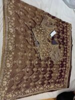 pure tissue kanjivaram bridal silk saree with readymade blouse in brown color - Image 2