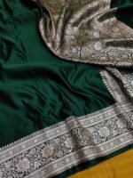 Pure Hanloom Satin Silk Plain Border Saree - Image 3