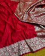 Pure Hanloom Satin Silk Plain Border Saree - Image 5