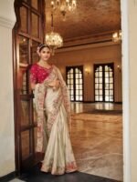 Premium Soft Tissue Silk Embroidery Work Saree With Maroon Heavy Blosue