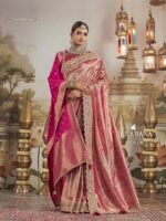 “Pure Kanjivaram Silk Saree in Royal Red & Rani Shades With Silk Dupatta" - Image 2