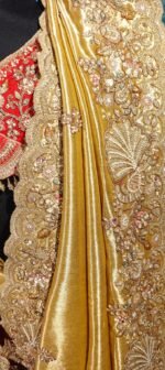 Pure tissue kanjivaram saree with pure bandhej dupatta & readymade blouse ! - Image 6